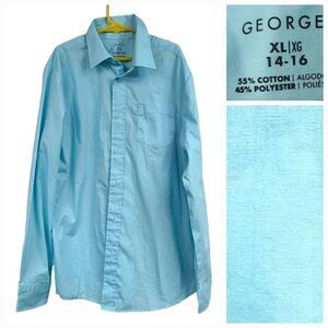 Big Boys XL 14-16 Aqua Blue Dress Shirt Long Sleeve Button Down Nice Formal Kids